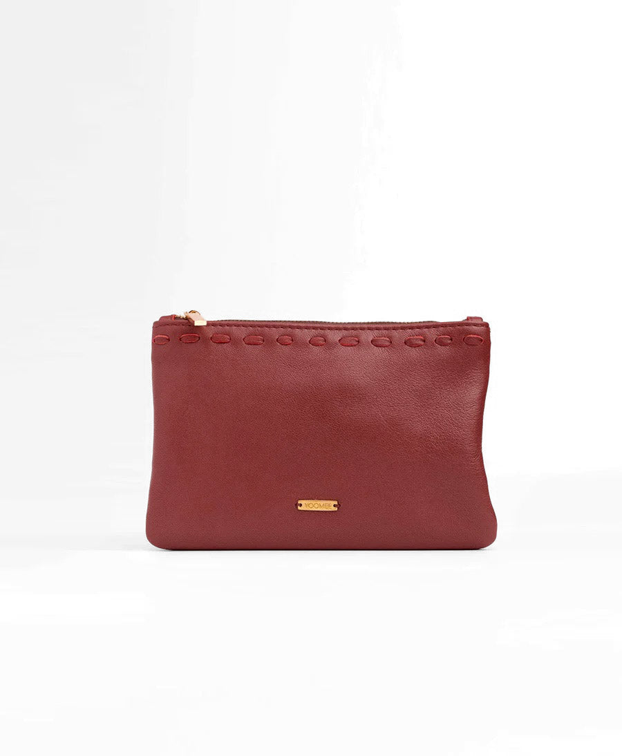 Mini Pouch aus Leder NAIMA - Dunkelrot