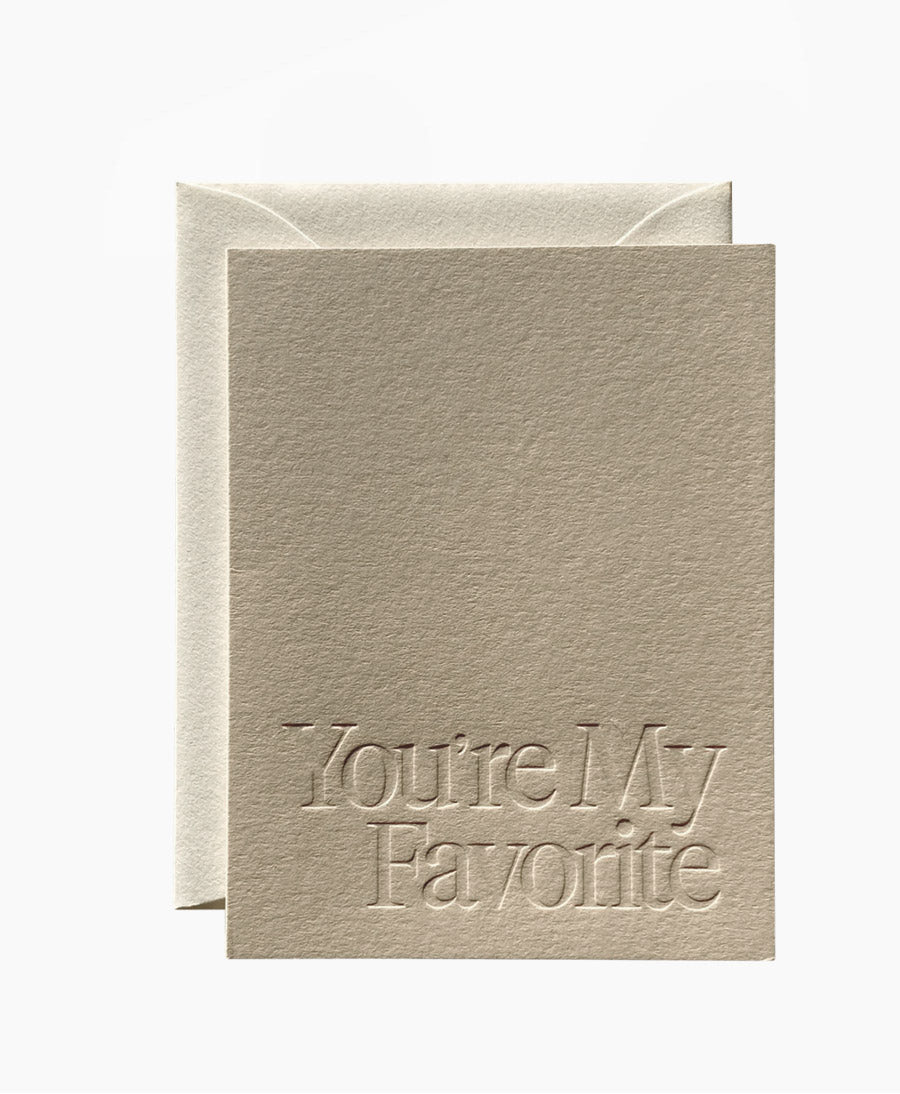 Geprägte Karte mit Couvert "YOU'RE MY FAVORITE" Hellbraun