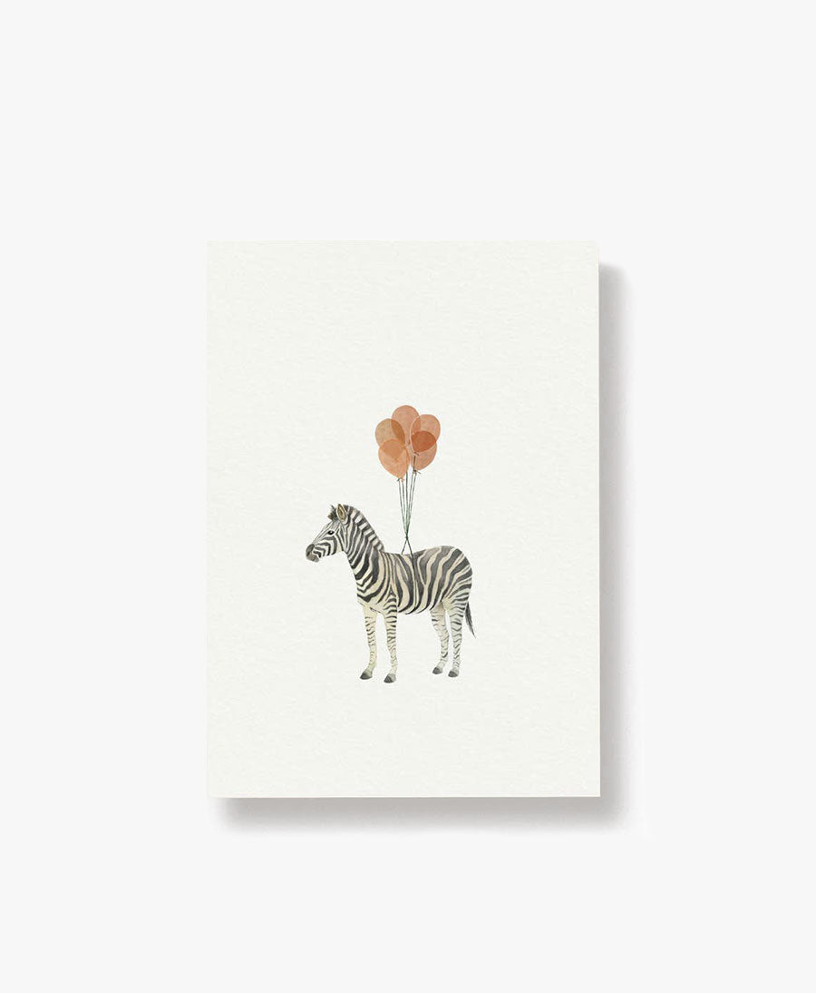 Postkarte "Zebra mit Luftballons"