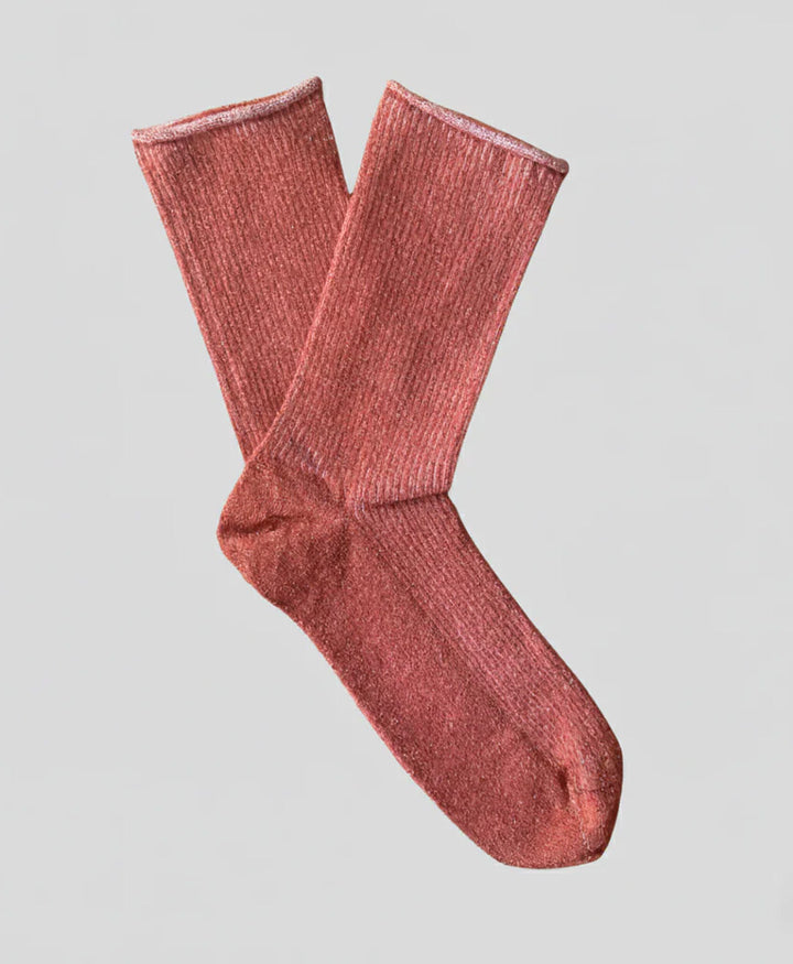 Glitzer Socken Lyocell - Ziegelrot