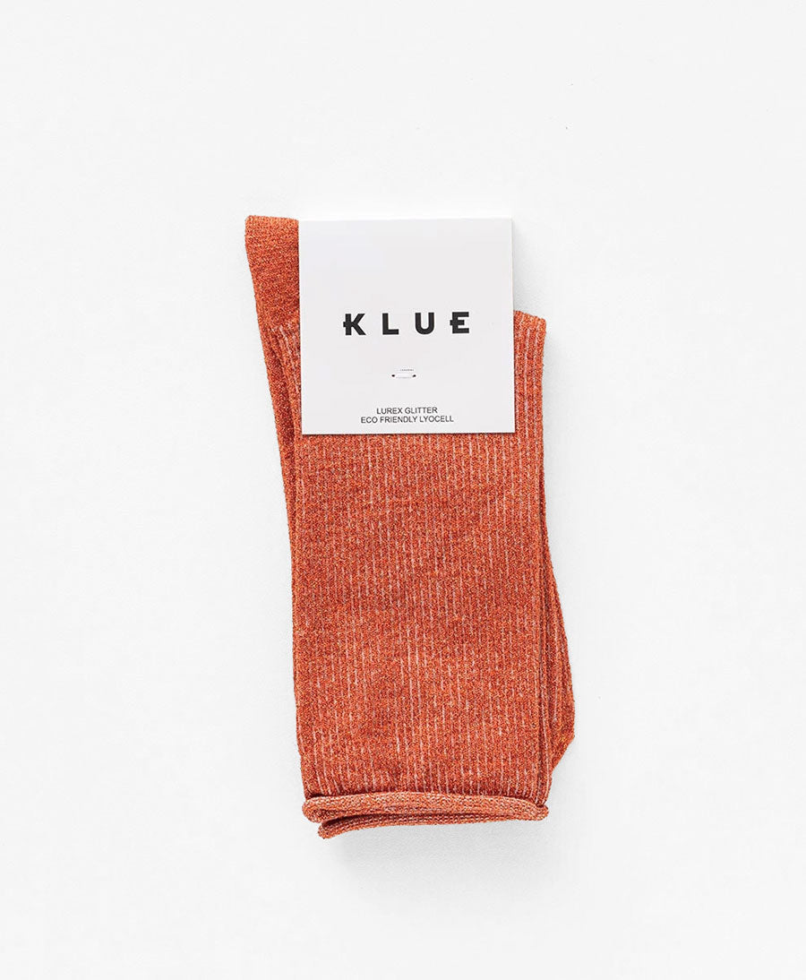 Glitzer Socken Lyocell - Ziegelrot