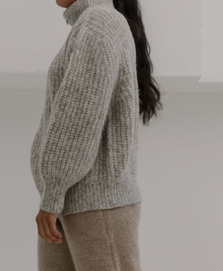 The Alpine Zip Strickpullover mit Reissverschluss - Marble