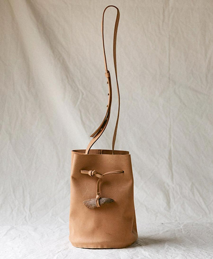 A'MIA Bucket Bag aus Leder  - Natur