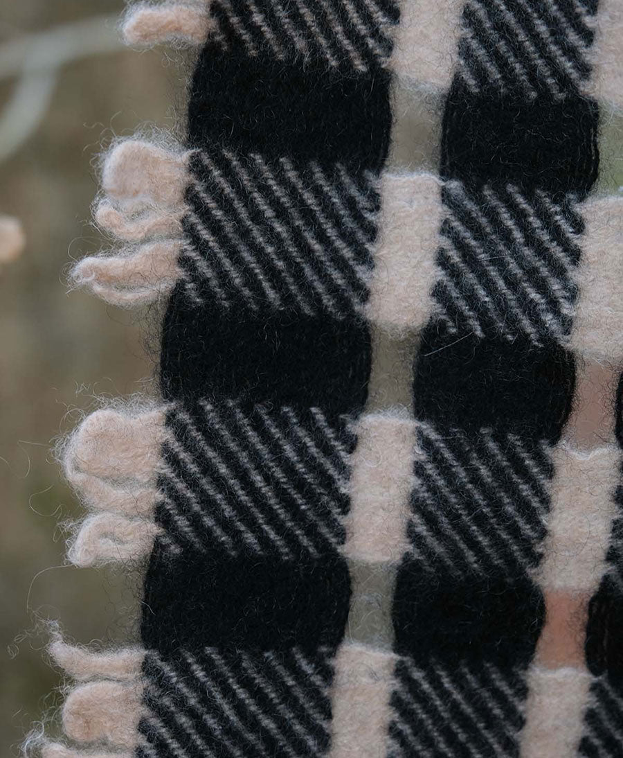 Schal / Halstuch aus Kaschmir (kariert) - schwarz / beige
