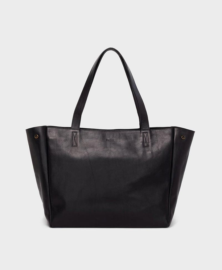 Schultertasche mit Reissverschluss "Tote Bag" aus schwarzem Leder