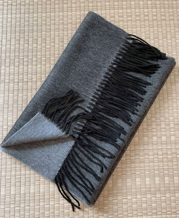 Zweifarbiger Schal / Halstuch aus Kaschmir - dunkelgrau