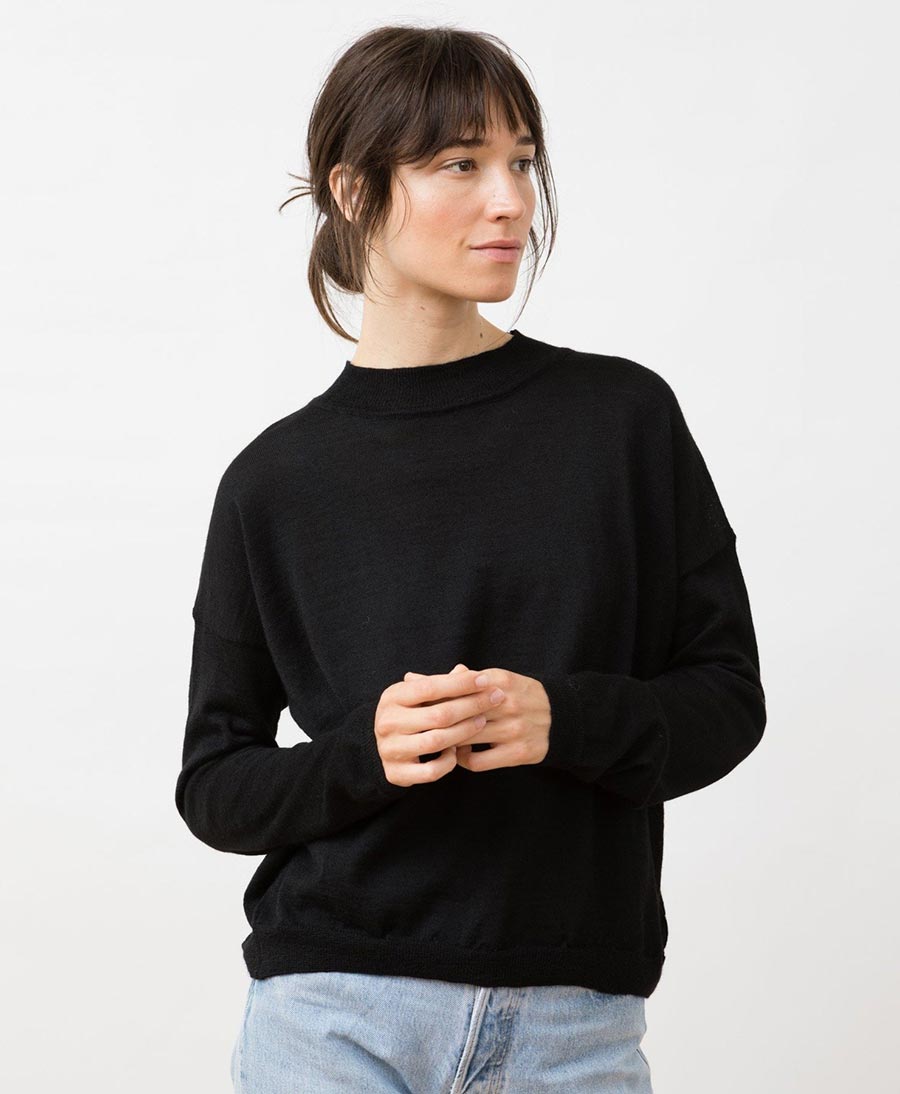 Arvo Sweater aus Babyalpakawolle  - Schwarz