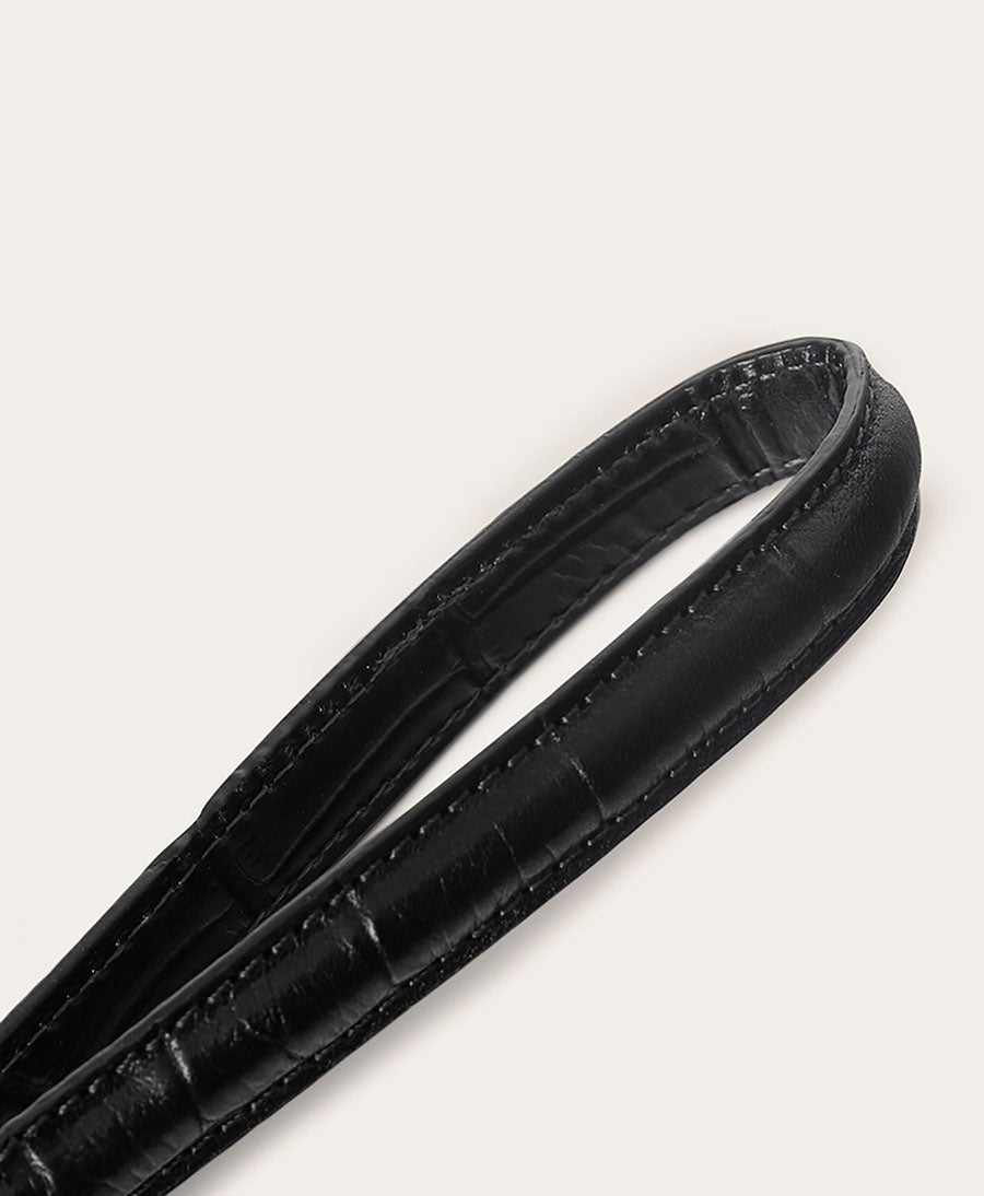 Schlüsselanhänger aus Leder "Lulaa" - Schwarz Croco