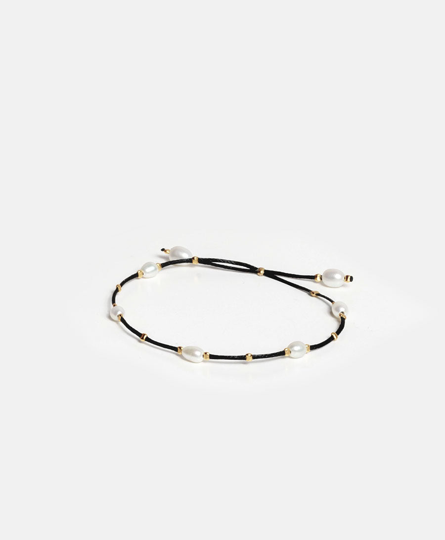 Bracelet CRYSTAL DOTS vergoldet  - Perlen - schwarz