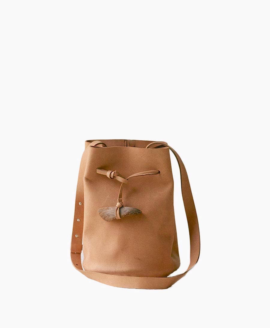 A'MIA Bucket Bag aus Leder  - Natur