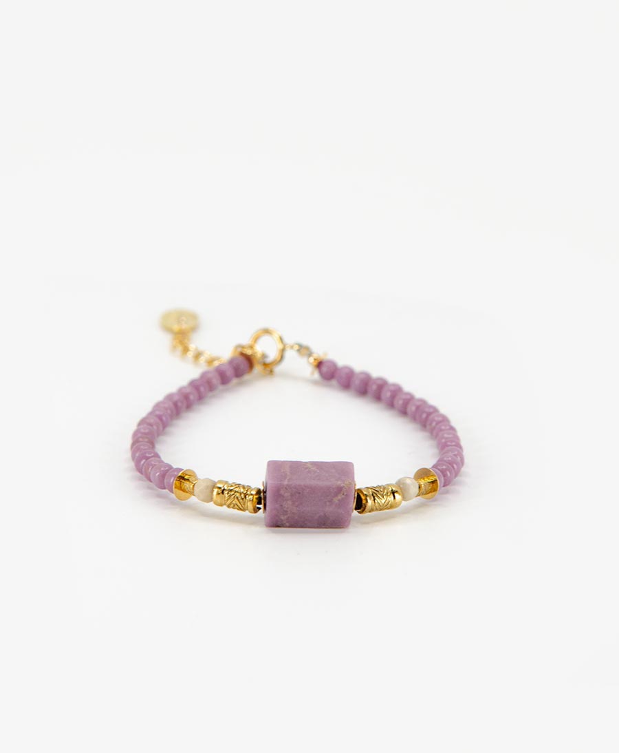 Armband / Bracelet "Gokarna Violet" vergoldet mit Steinen