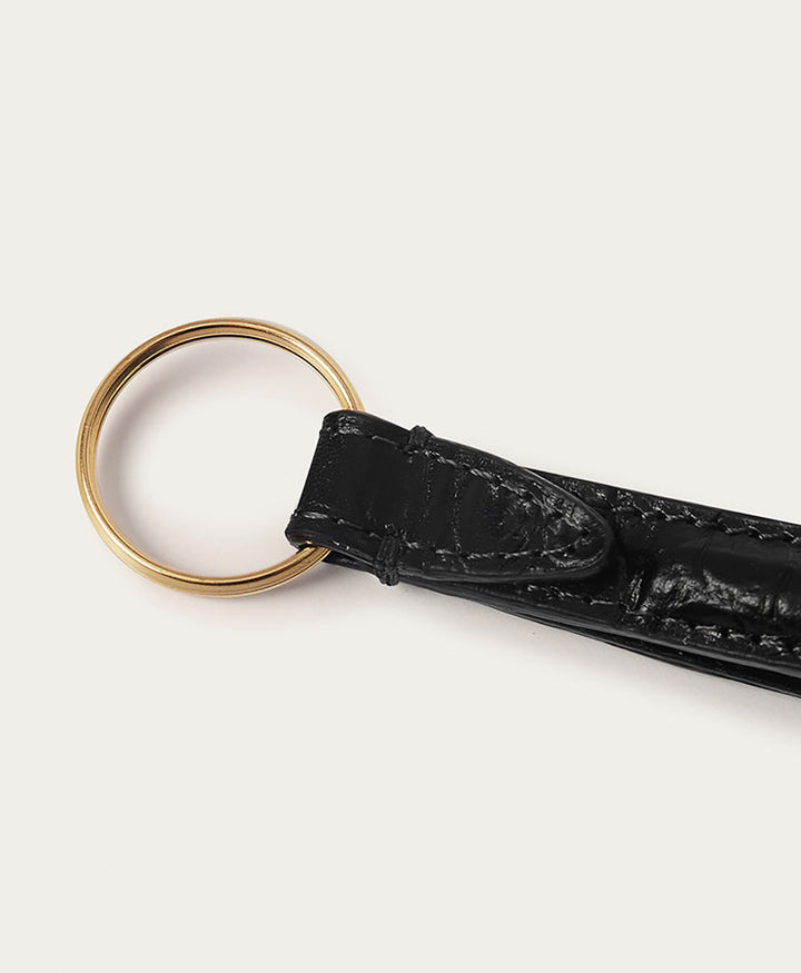 Schlüsselanhänger aus Leder "Lulaa" - Schwarz Croco