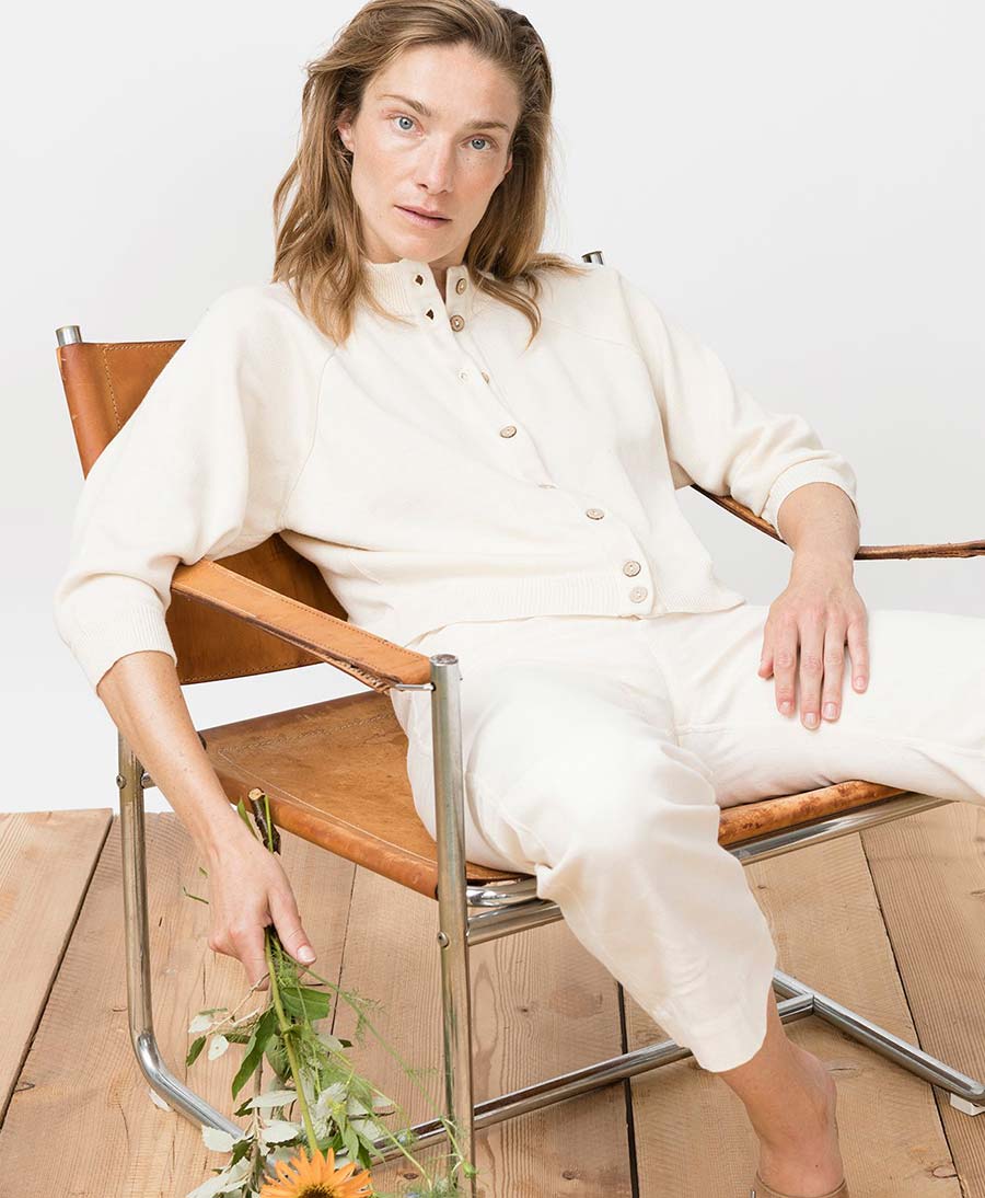 Strickjacke Cardigan BARRANCO aus Bio-Baumwolle - Ivory