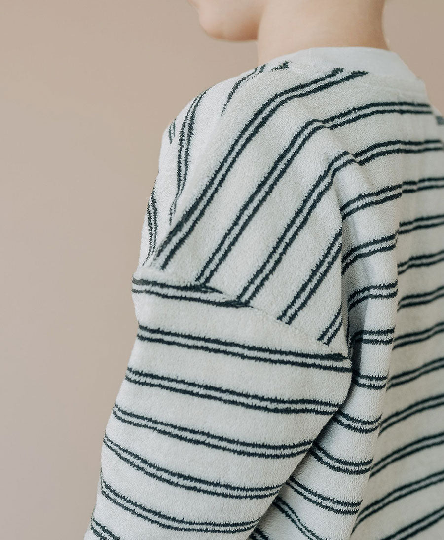 Organic Boxy Sweatshirt - Gestreift - Raven Double Stripe