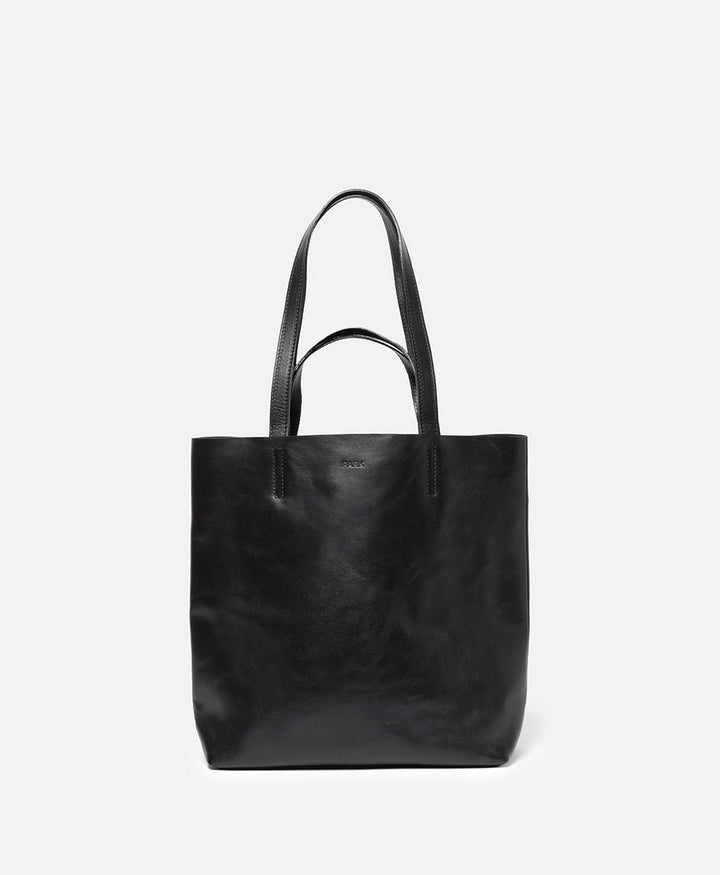 Schultertasche / Tragetasche SMALL Tote Bag aus schwarzem Leder