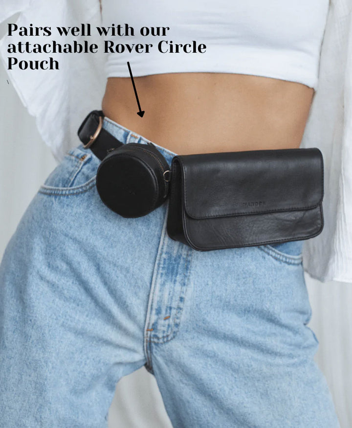 Taschen-Anhänger aus Leder - Rover Circle Schwarz