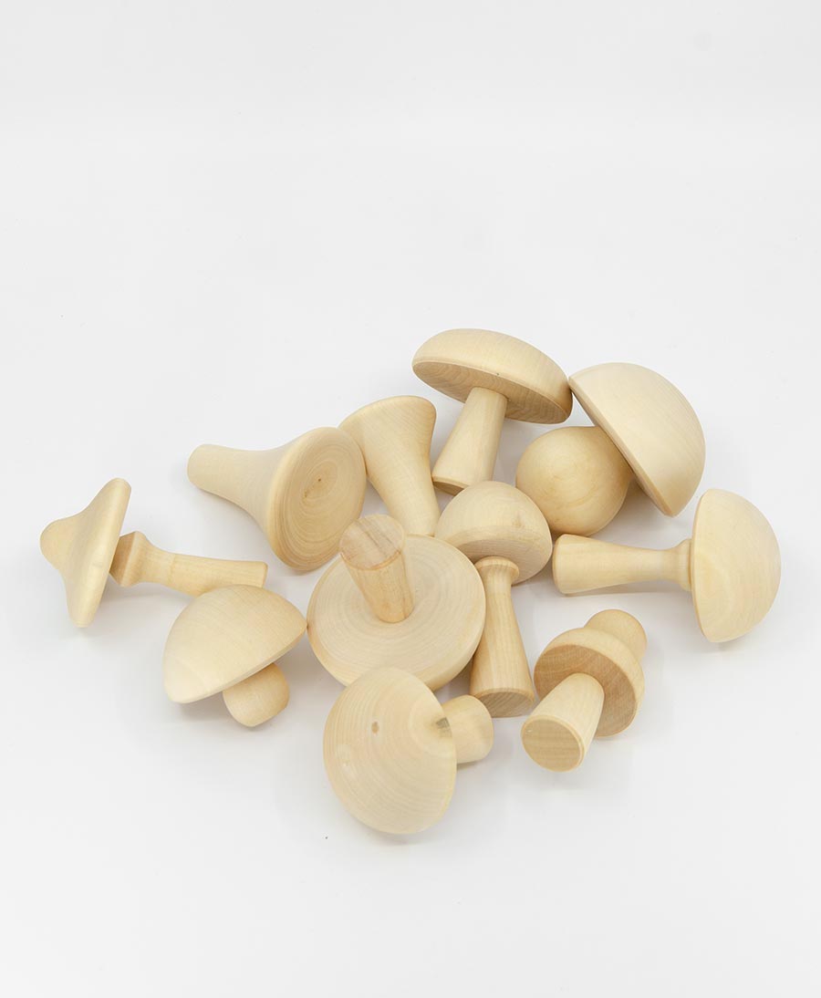 Holzspielzeug Pilze-Set "Mushrooms Natural " ungefärbt