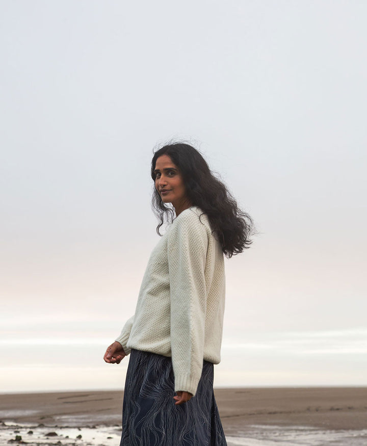 Maria Jumper / Strickpullover aus Wolle - Ungefärbt