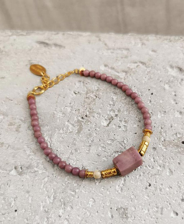 Armband / Bracelet "Gokarna Violet" vergoldet mit Steinen