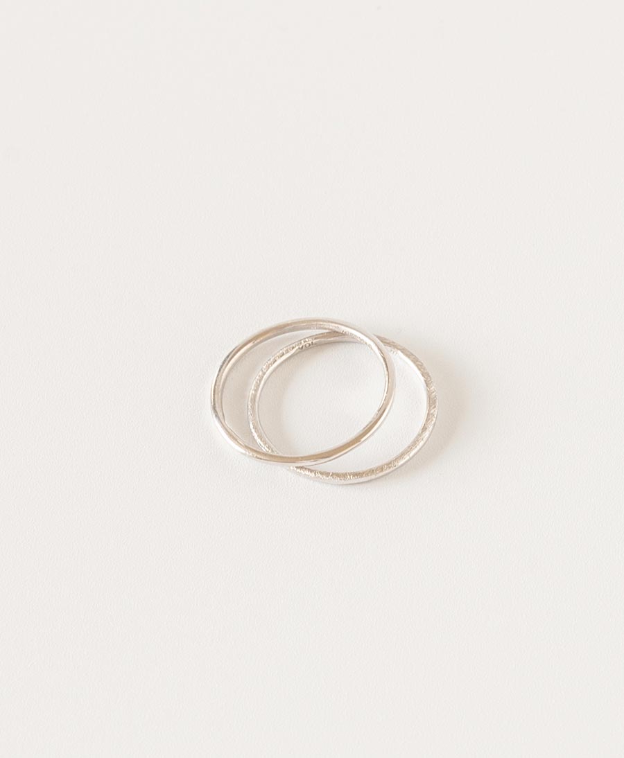 ESSENTIALS Thin Ring (matt) mit Weissgold vergoldet