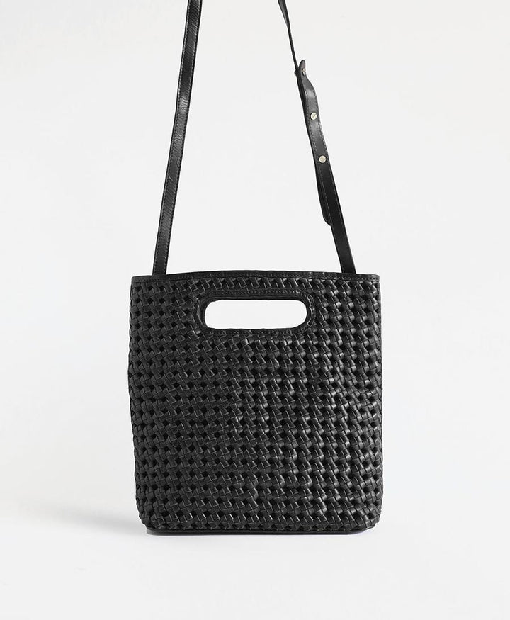 Geknotete Ledertasche "Nell Bag" - Schwarz