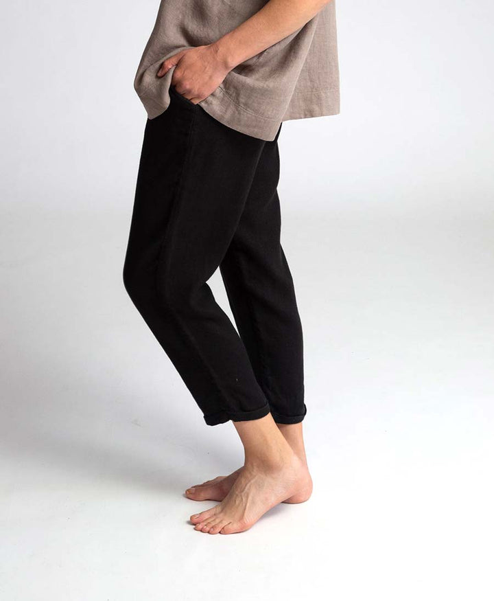 Kayley Hose aus Leinen - Schwarz