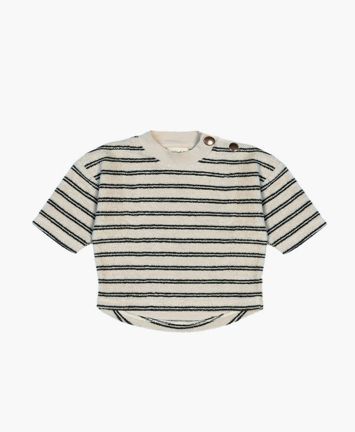Organic Boxy Sweatshirt - Gestreift - Raven Double Stripe