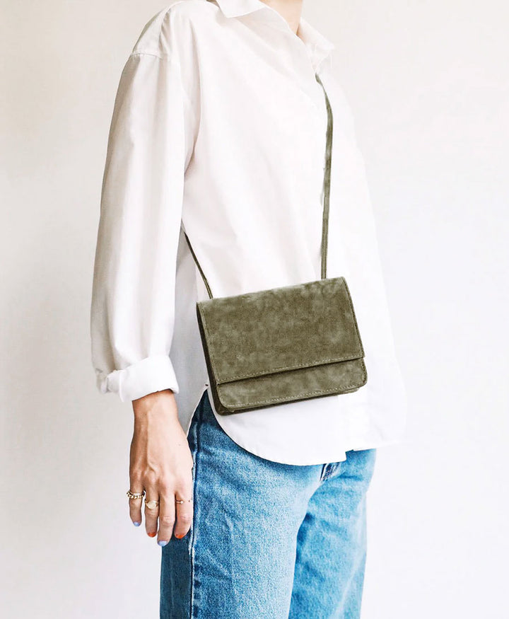 Crossbody Ledertasche LAYLA  - Olivgrün