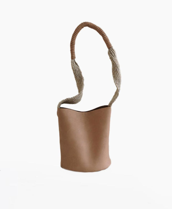 CORAJE kleine Bucket Bag aus Leder  - Natur