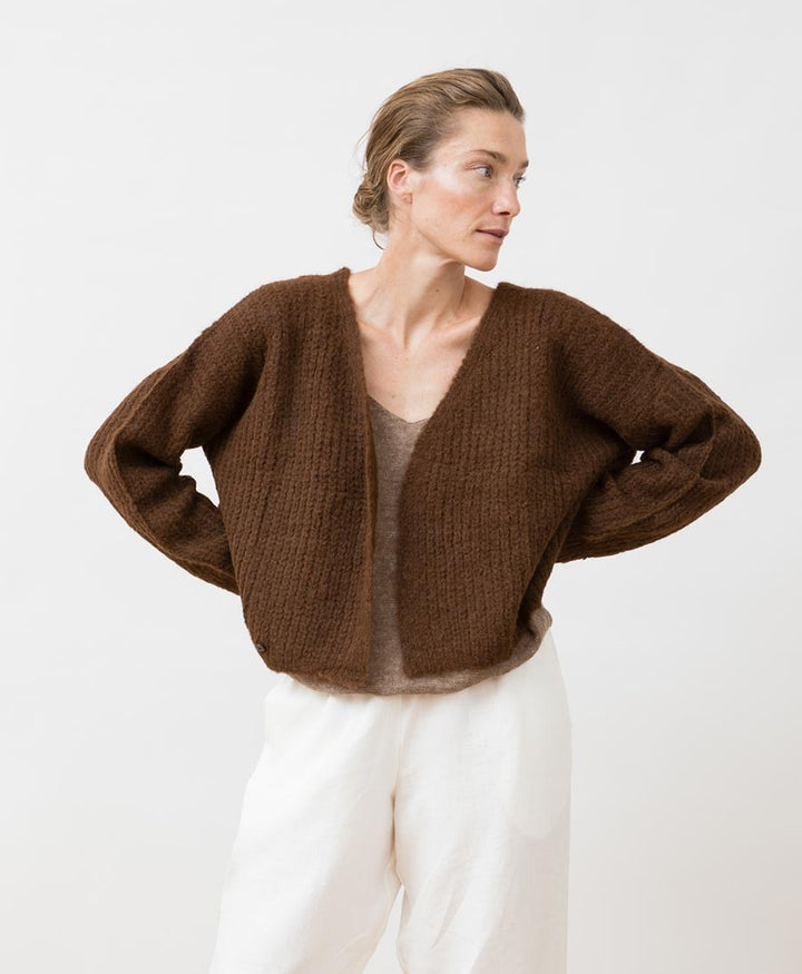 Leichter Strick-Wickelcardigan VEGA - Braun