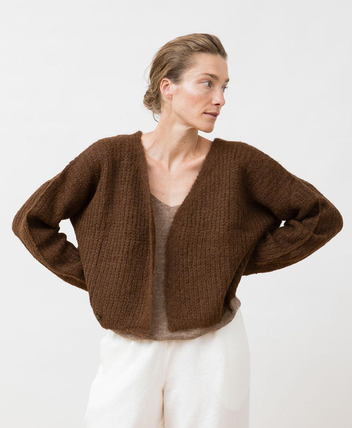 Leichter Strick-Wickelcardigan VEGA - Braun
