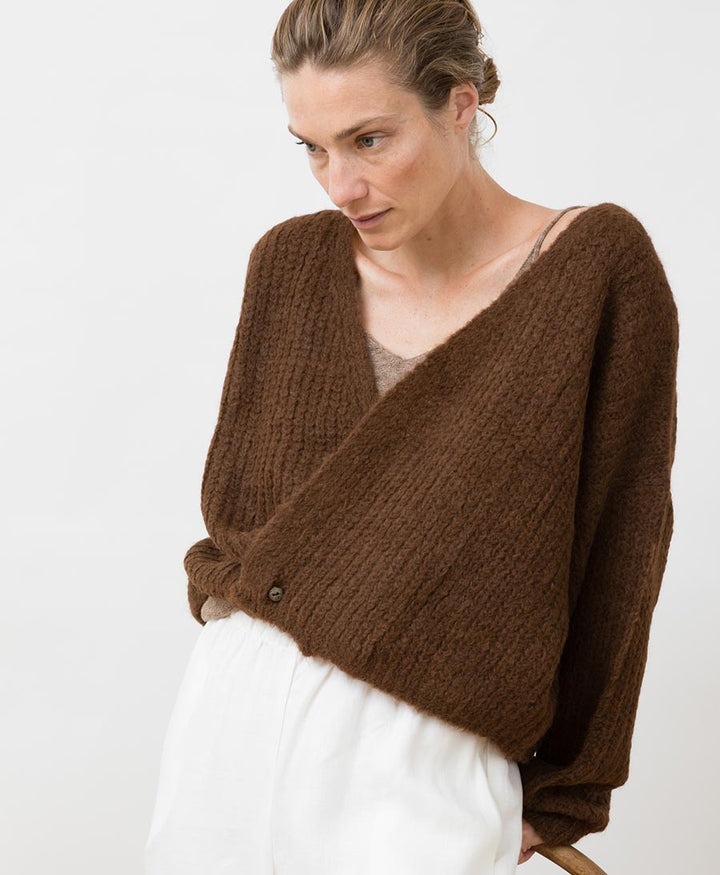Leichter Strick-Wickelcardigan VEGA - Braun