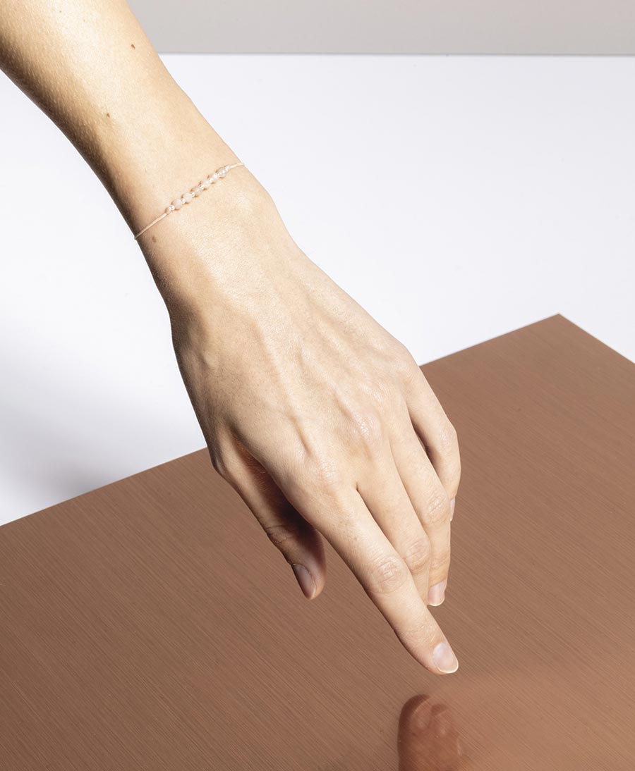 Bracelet SMALL BUT MIGHTY silber  - Mondstein "peach" - beige
