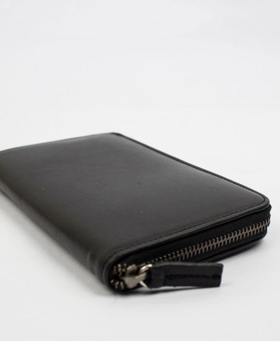 Portemonnaie mit Reissverschluss aus schwarzem Leder